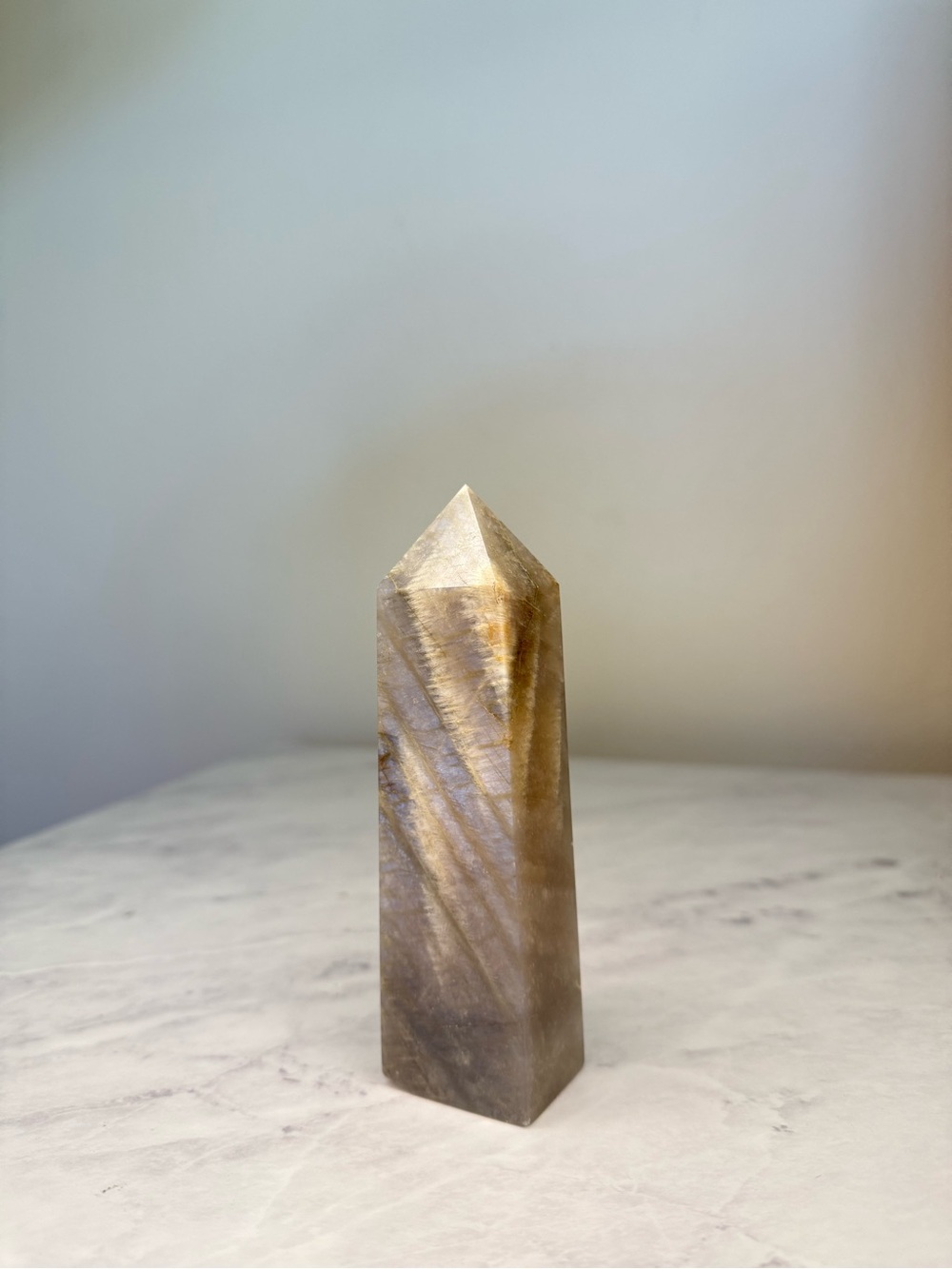 Polished Moonstone Crystal Tower - Decorative Home Art